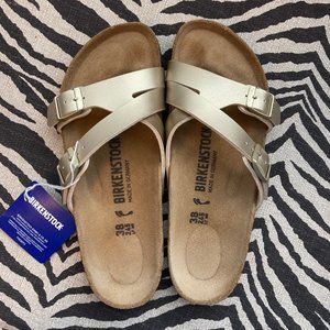 Birkenstock Yao Sandals Birko-Flor Gold Size 38 Narrow NEW